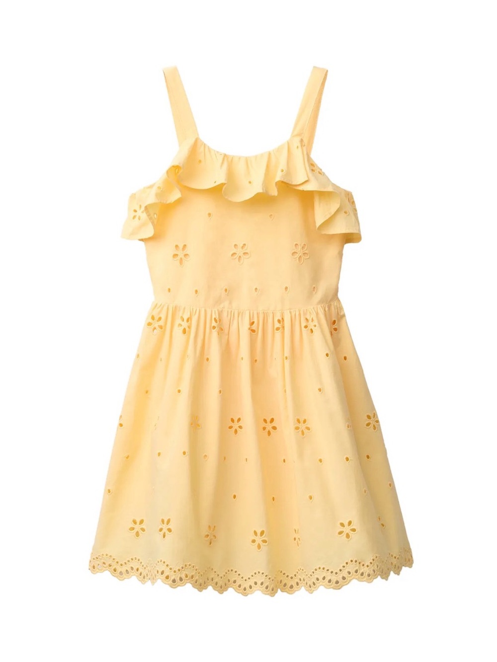 Zara girls yellow Eyelet Ruffle Dress Size 12 NWT